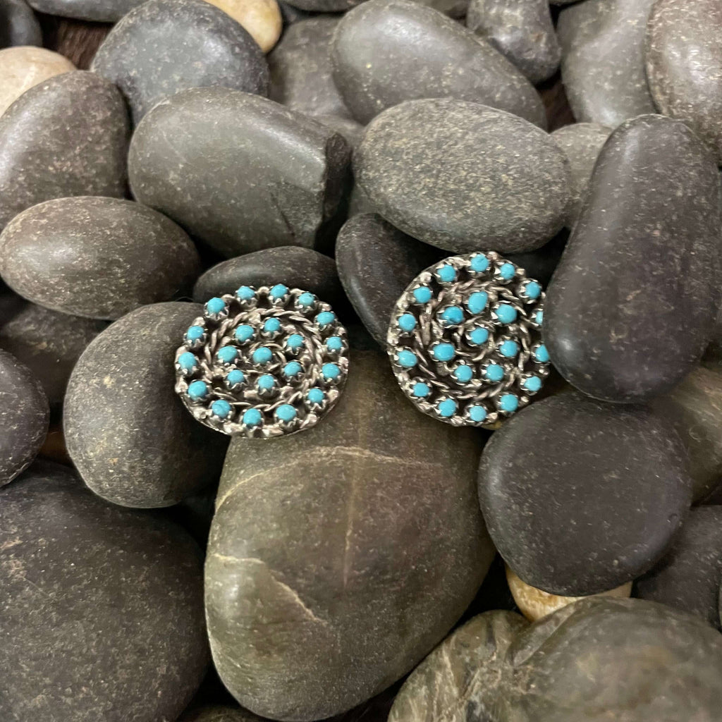 Spiral Cluster Turquoise Genuine Stud Earring.