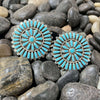 Big Round 41 Stone Kingman Turquoise Genuine Earring