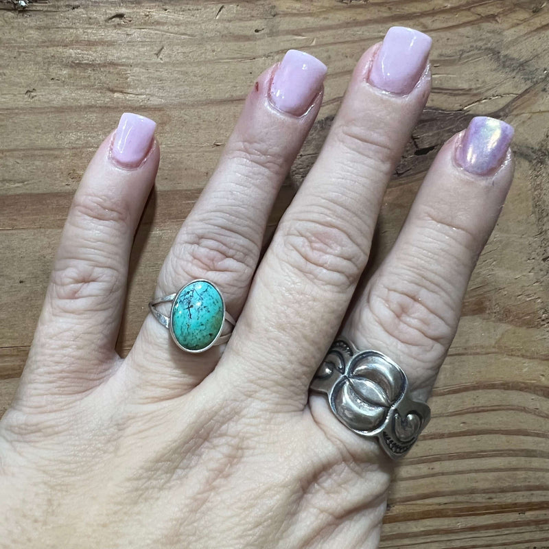 Green Turquoise Oval Genuine Ring78