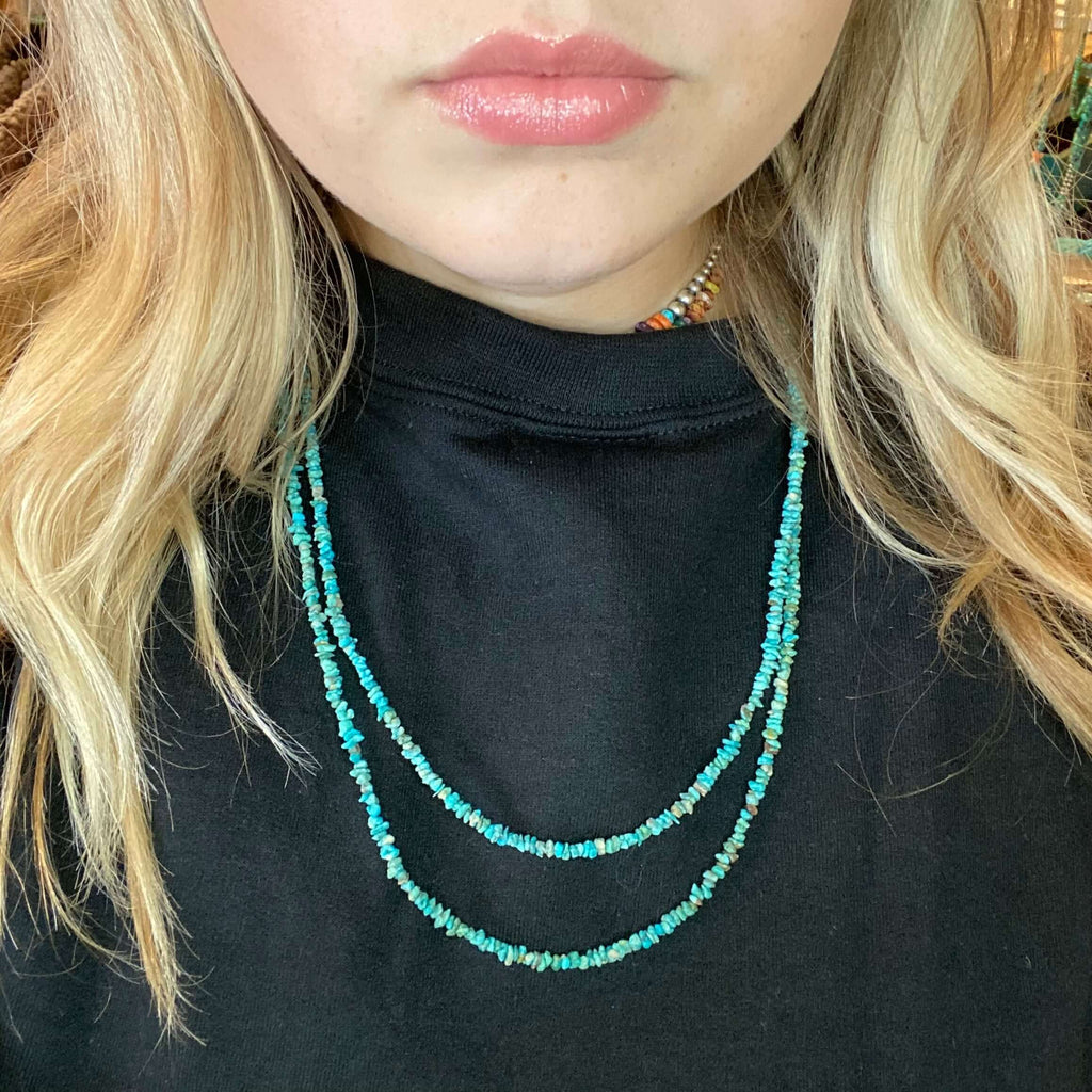 48 inch Chunky Turquoise Genuine Necklace - Country Lace Boutique