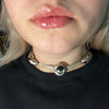 Three Stone White Buffalo Choker Sterling Silver Necklace