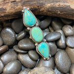 Big Turquoise 3 Stone Genuine Adjustable Ring