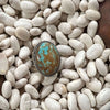 Braided Round Turquoise Oval Double Shank Sterling Silver Ring Size 6.75