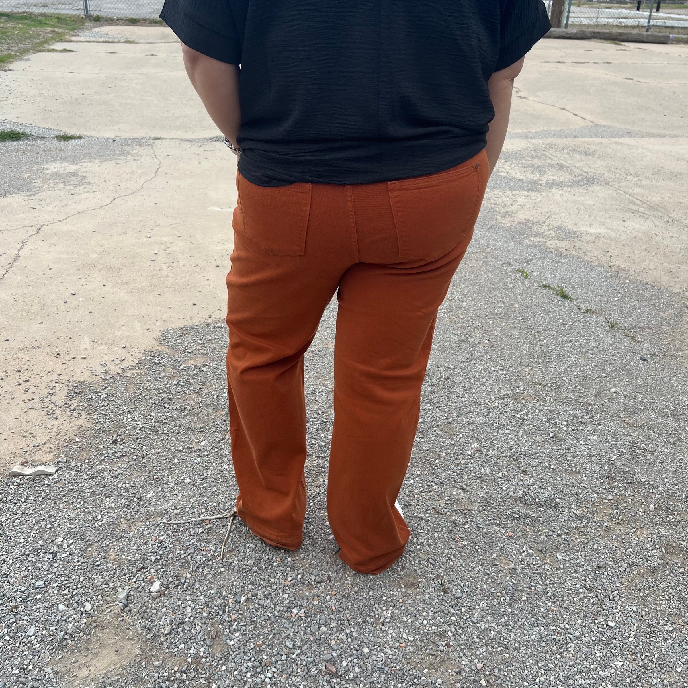 Judy Blue Game Day Burnt Orange High Rise Garment Dyed Wide Leg
