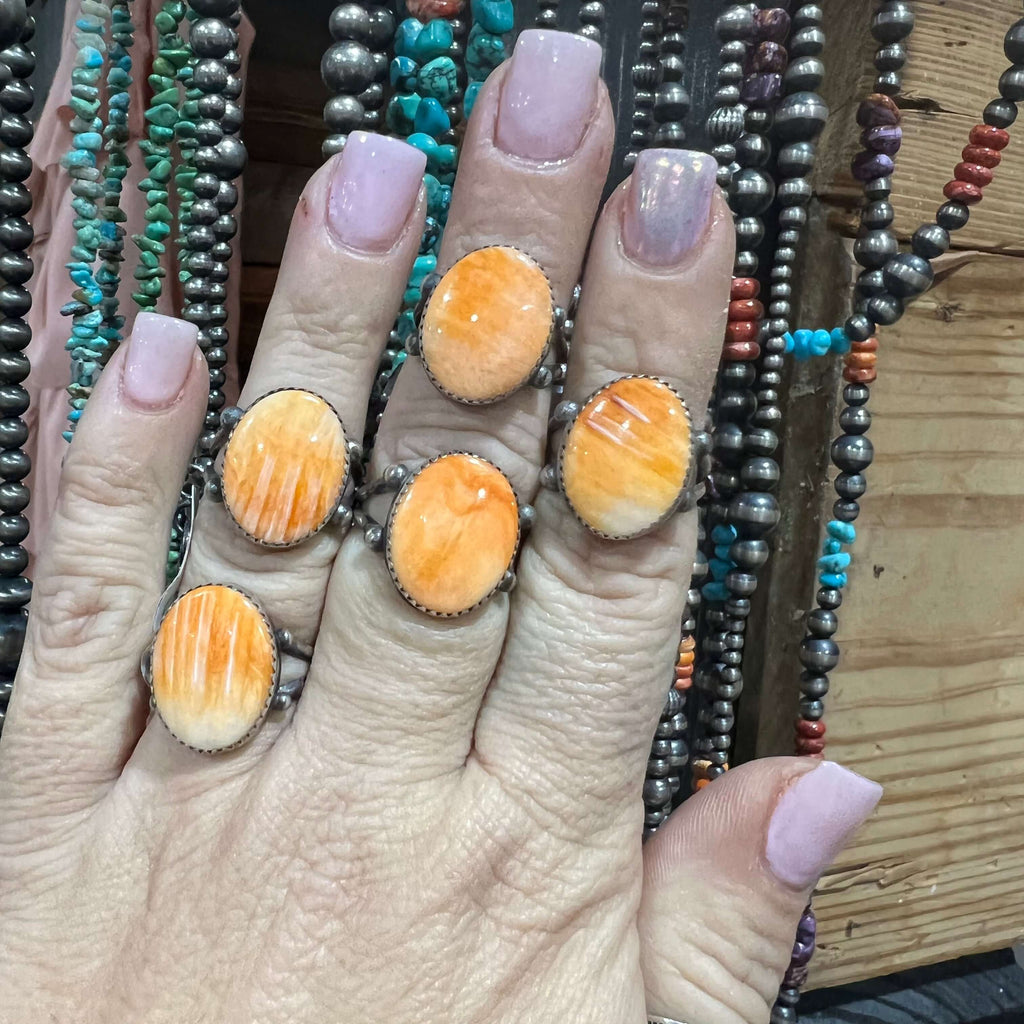 Round Orange Spiny Genuine Ring1