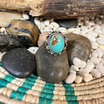 Round Turquoise Flower Genuine Ring / size 8y