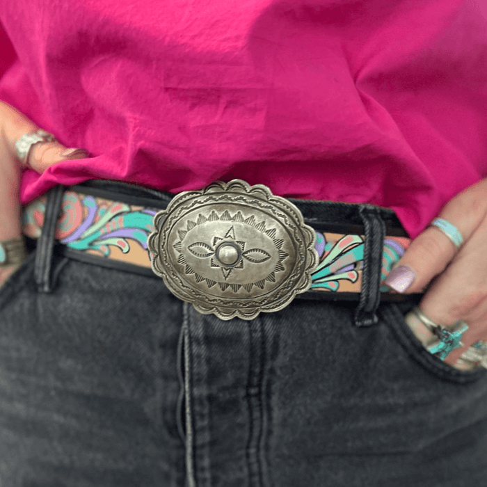 Stamped Sterling Silver Belt Buckle