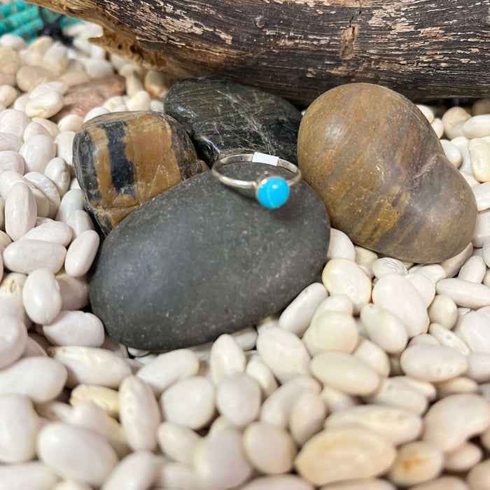 Turquoise Dainty Single Stone Genuine Ring1