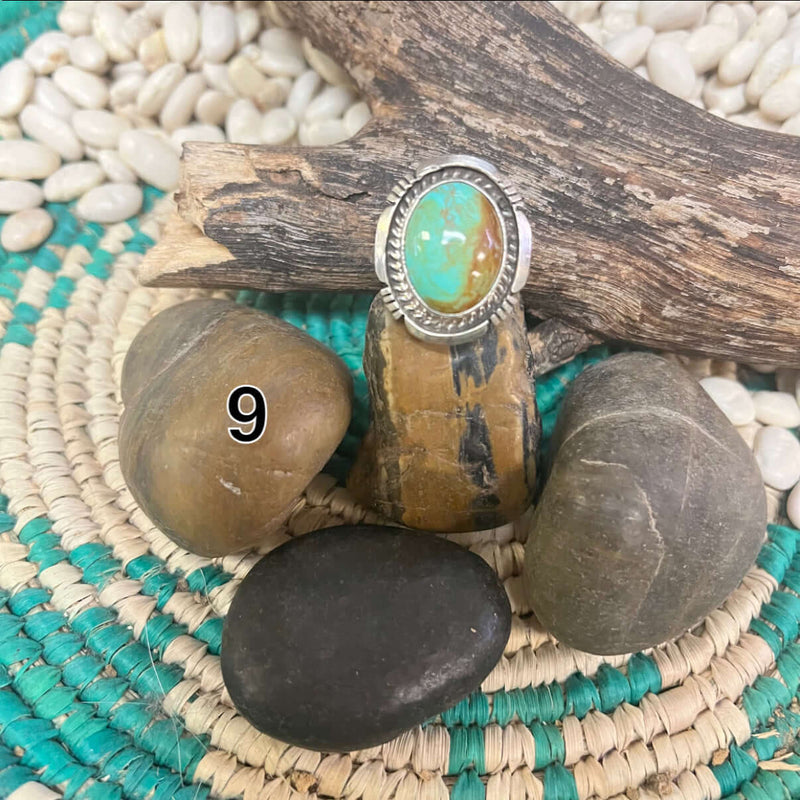 Turquoise Oval Stone Genuine Ring W/ Sterling Detail33