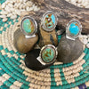 Turquoise Oval Stone Genuine Ring W/ Sterling Detail75