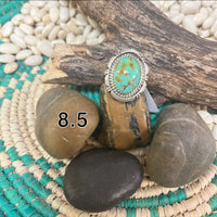 Turquoise Oval Stone Genuine Ring W/ Sterling Detail85