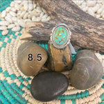 Turquoise Oval Stone Genuine Ring W/ Sterling Detail85
