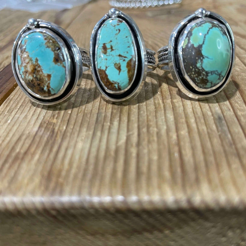 Big Green w/Rope Band Sterling Silver Ring - Country Lace Boutique