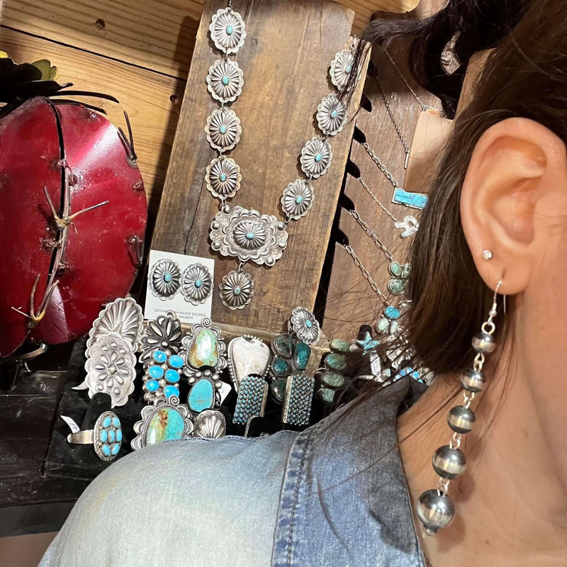 Contemporary Graduated Navajo Pearl Sterling Silver Earring - Country Lace Boutique