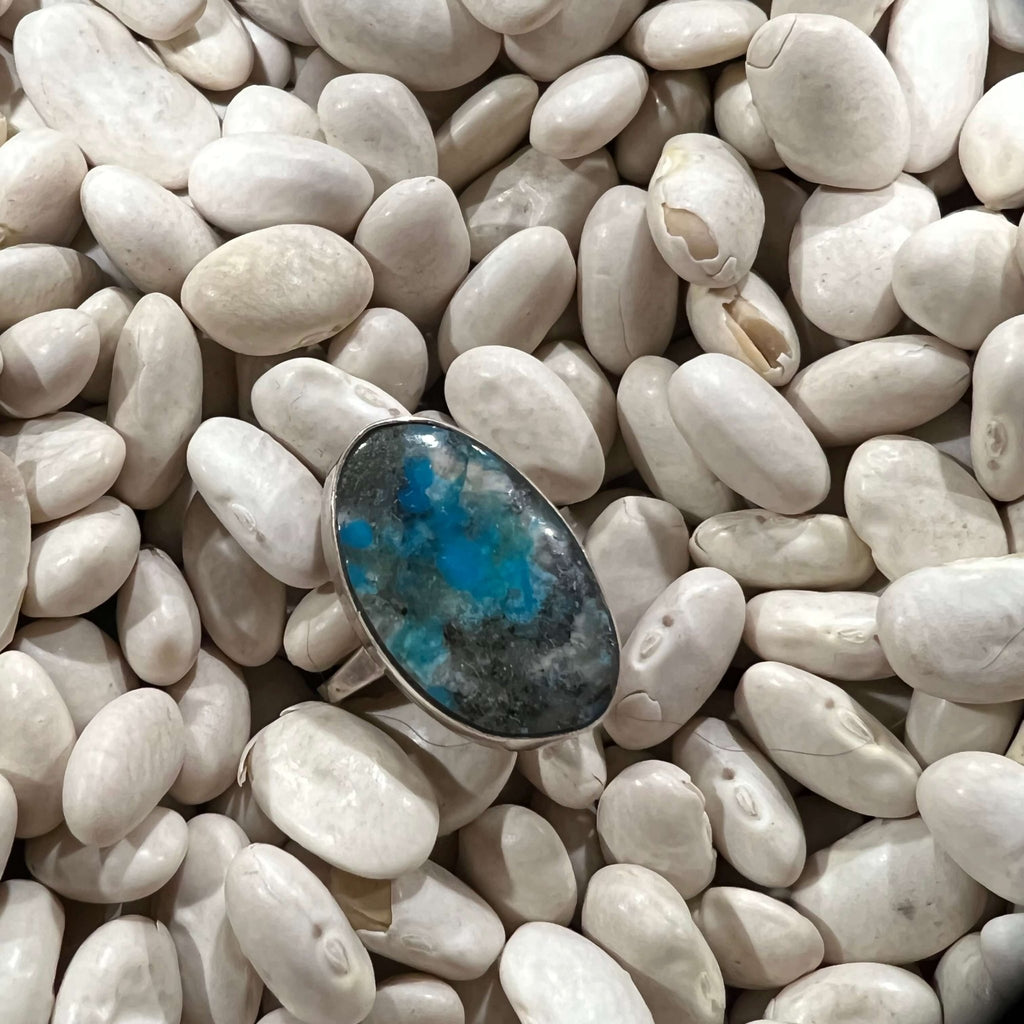 Funky Turquoise Shank Sterling Silver Ring Size 5.5 - Country Lace Boutique