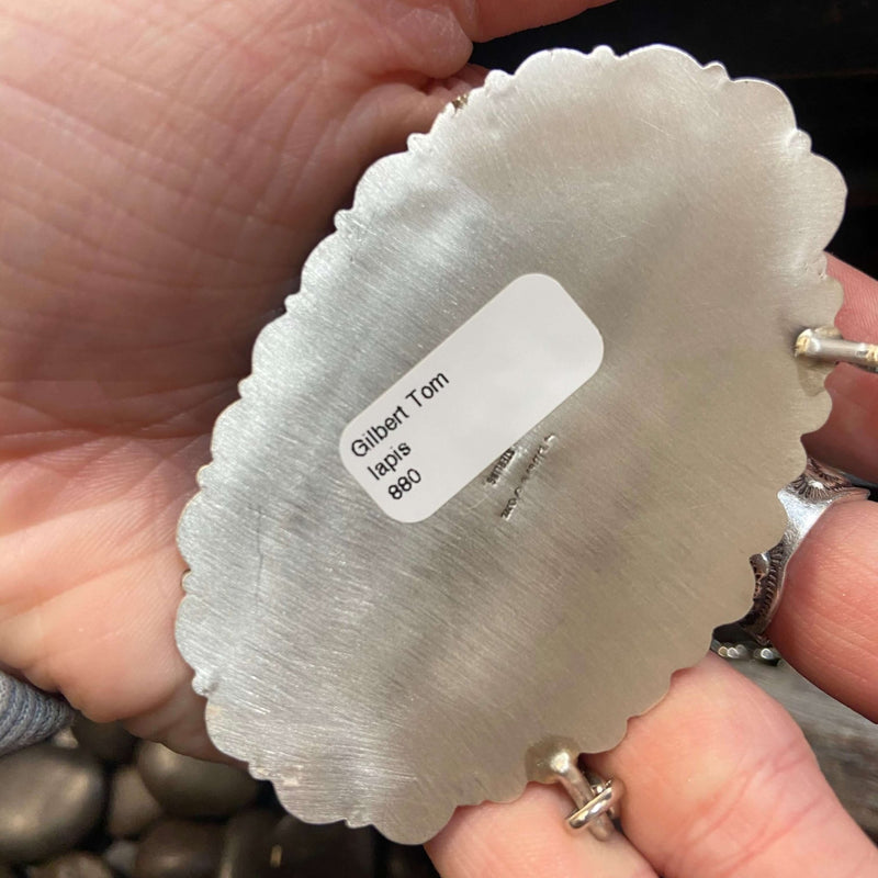 Huge Lapis Starburst Chain Sterling Silver Necklace - Country Lace Boutique