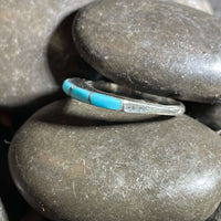 Blue Raised Turquoise 4 Inlay Genuine Sterling Silver Stacker Ring No - Country Lace Boutique