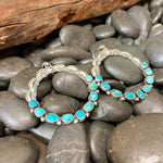 9 Stone Turquoise Hoop Genuine Earring - Country Lace Boutique
