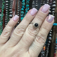 Onyx Round Sterling Silver Ring
