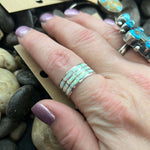 Opal ring 3 row inlay Sterling Silver Ring size 7
