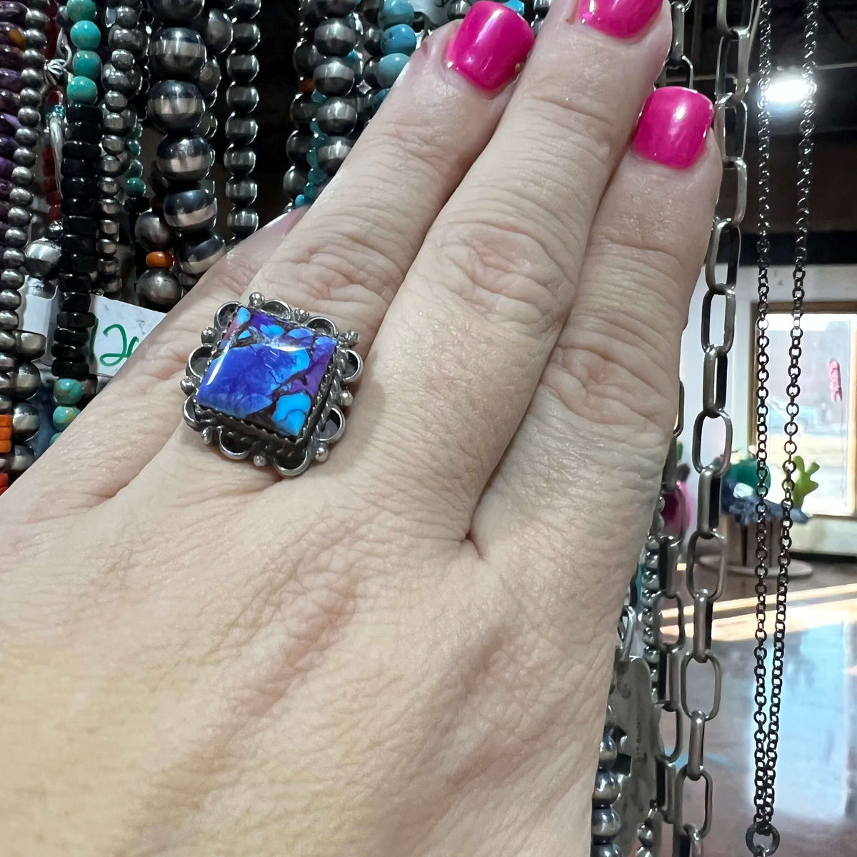 Fancy Mohave Square Sterling Silver Ring