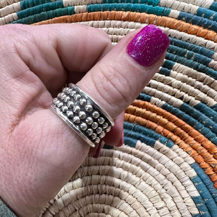 Lotta Ball Cigar Band Sterling Silver Ring