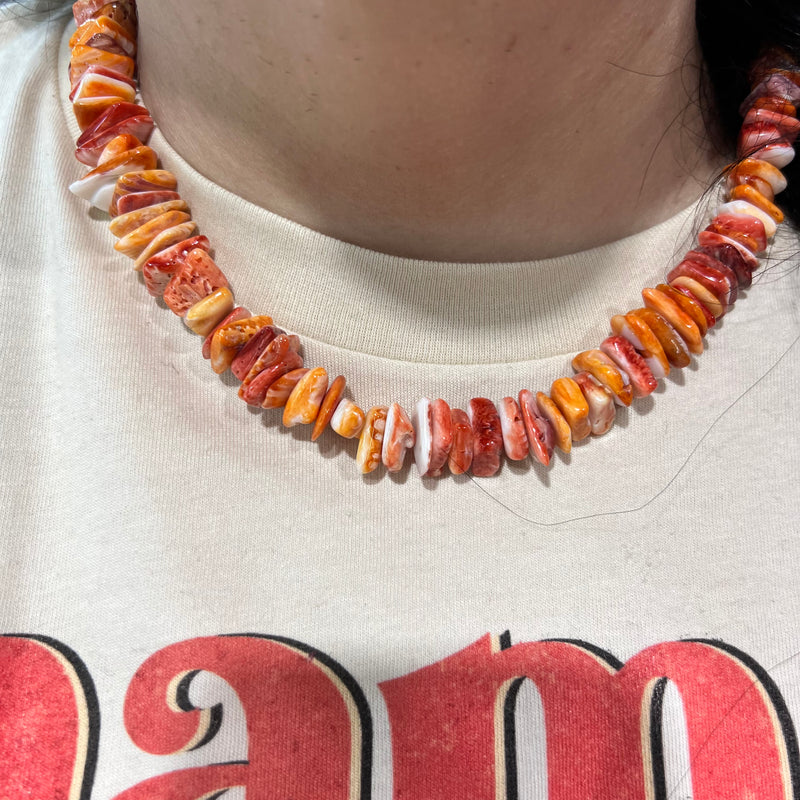 20 inch Natural Orange Spiny Genuine Necklace