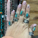 Skinny Oval Turquoise Braided Genuine Ring