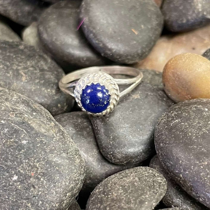 Lapis Round Sterling Silver Ring - Country Lace Boutique
