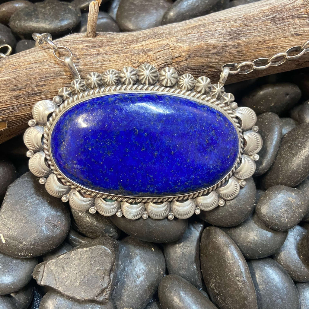 Huge Lapis Starburst Chain Genuine Necklace - Country Lace Boutique