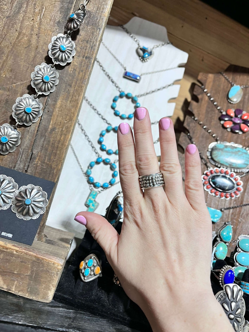 Lotta Ball Cigar Band Sterling Silver Ring - Country Lace Boutique