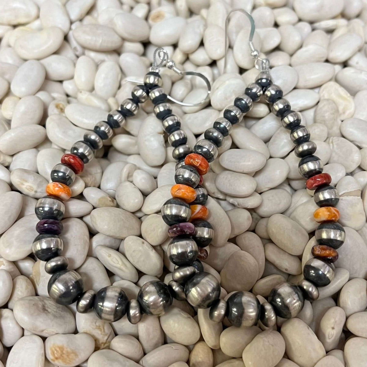 Multistone Spiny Navajo Pearl Tear Drop Sterling Silver Earring - Country Lace Boutique