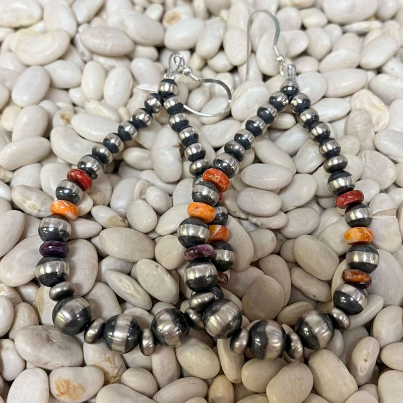 Multistone Spiny Navajo Pearl Tear Drop Sterling Silver Earring - Country Lace Boutique