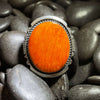 Oval Orange Spiny Sterling Silver Ring Adjustable - Country Lace Boutique