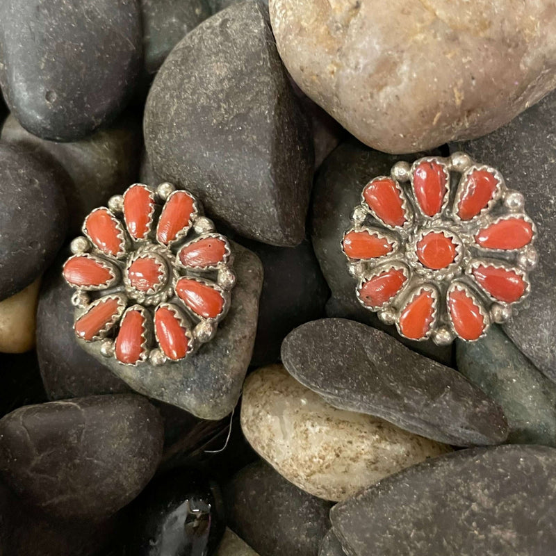 Red Cluster Sterling Silver Stud Earring - Country Lace Boutique