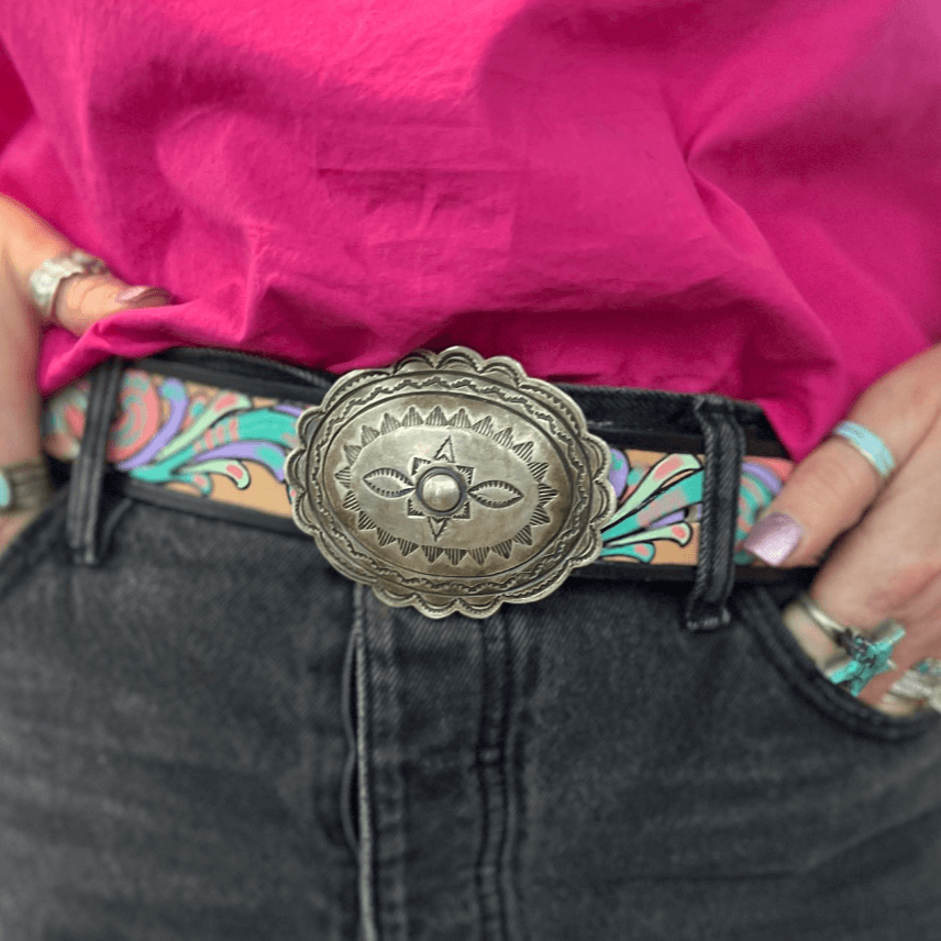 Stamped Sterling Silver Belt Buckle - Country Lace Boutique
